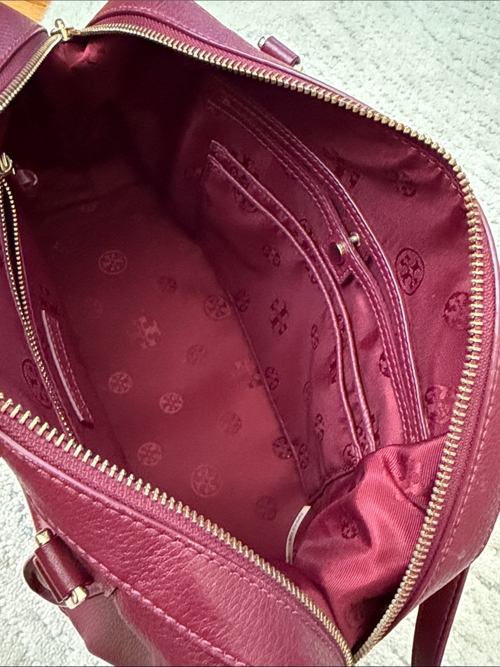 TORY BURCH, Wine Maroon Satchel Purse - Picture 10 of 11